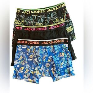 NWT Jack & Jones Oliver Men’s 3 Pack Boxer Briefs Multi Color Design - Size M